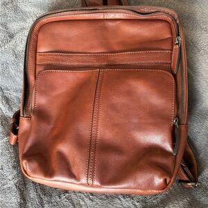 Women's Leather Backpack in Cognac Brown - Sleek Everyday Carry